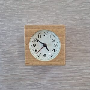Muji Minimalist Wood Square Wall Clock - Natural Brown